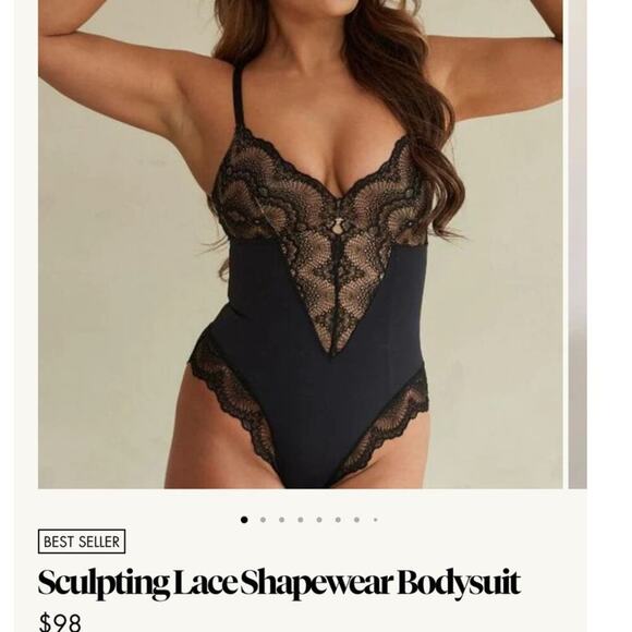 Pinsy Other - pinsy Sculpting Lace Bodysuit Sheer Mesh Shapewear Lingerie in Black W's Size XL